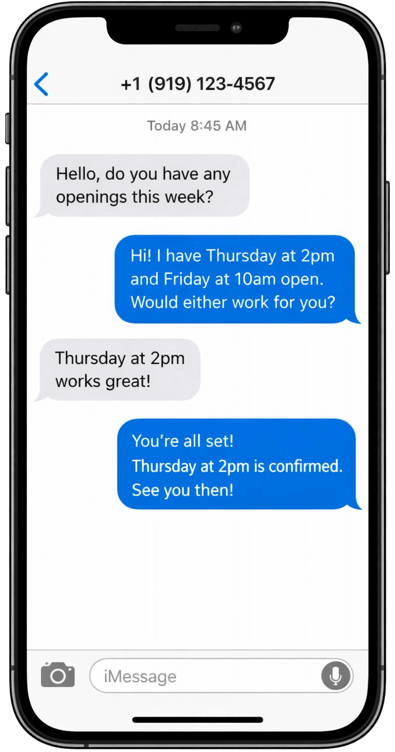 Sentry Plumbing SMS conversation on iPhone